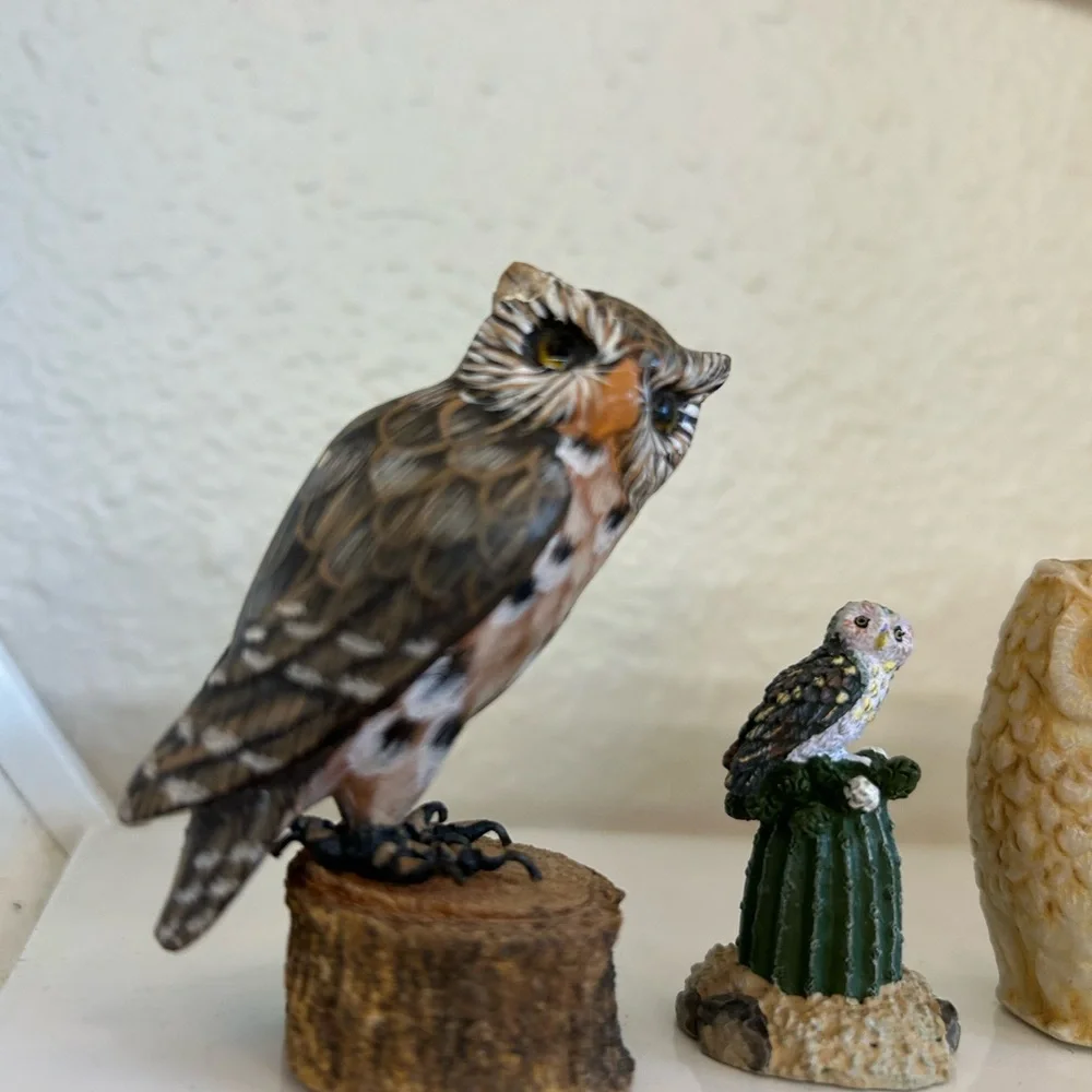 Vintage Charming Owl Figurine Set bundle deal Multicolor Home Decor collectible